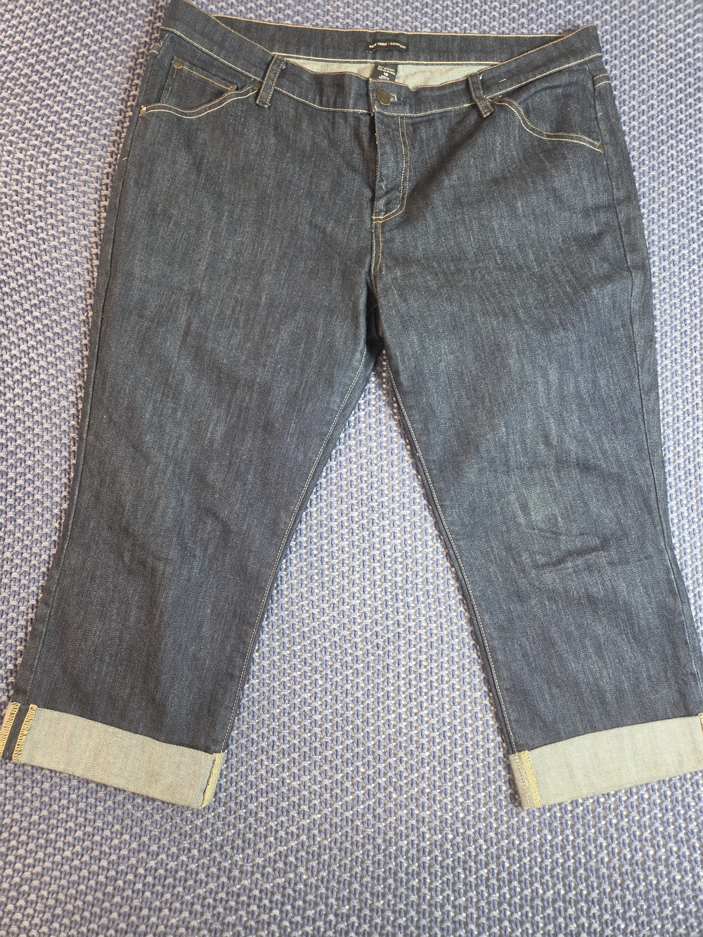 New York & Company Dark Indigo Relaxed Crop Jeans#0435